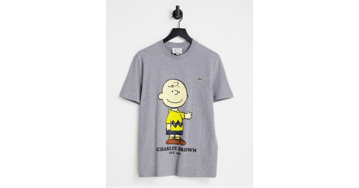 Lacoste X Peanuts Charlie Brown T-shirt in Grey for Men - Lyst