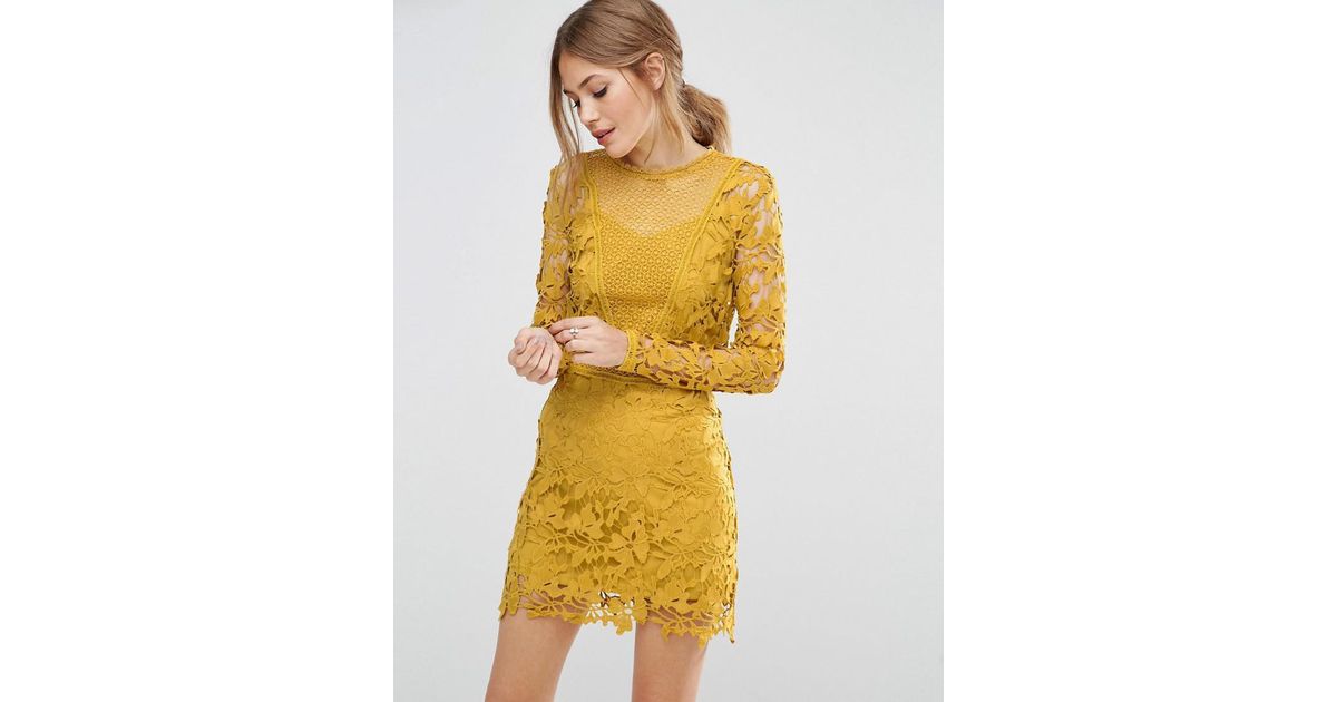 mustard lace dress