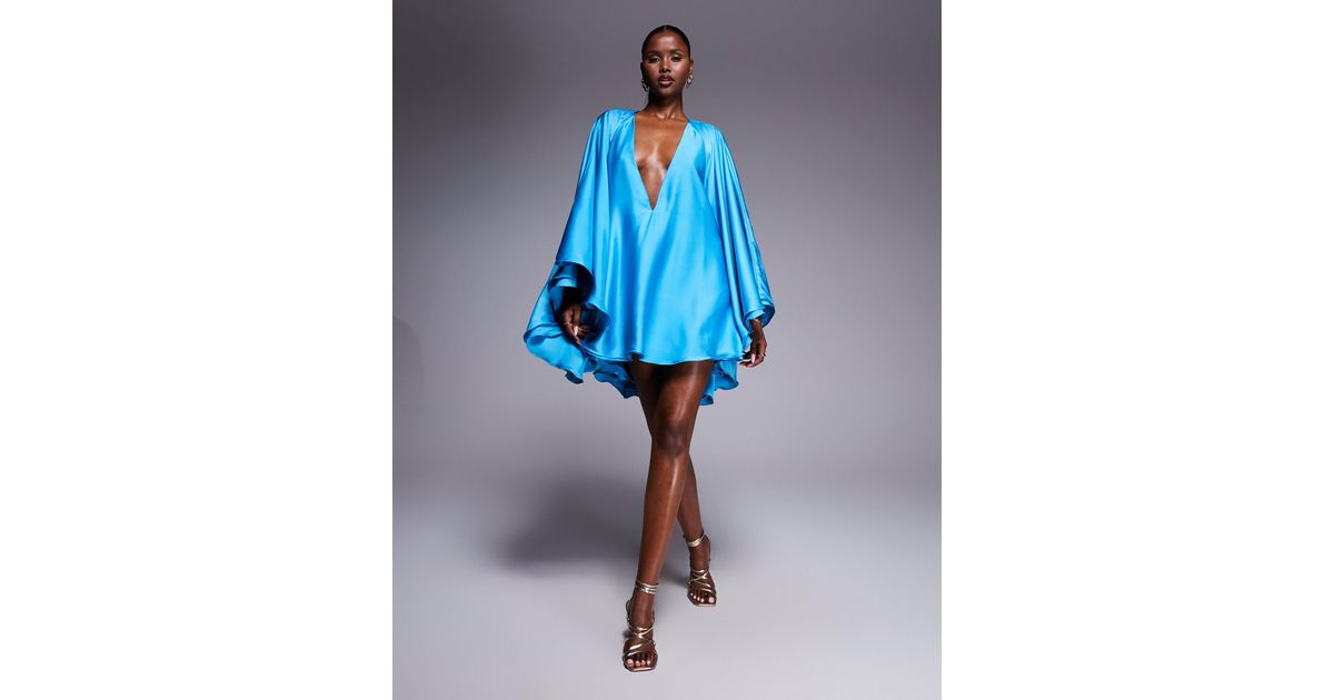 knee length dresses for ladies Structured Plunge Velvet Mini Dress Navy  Roland Mouret