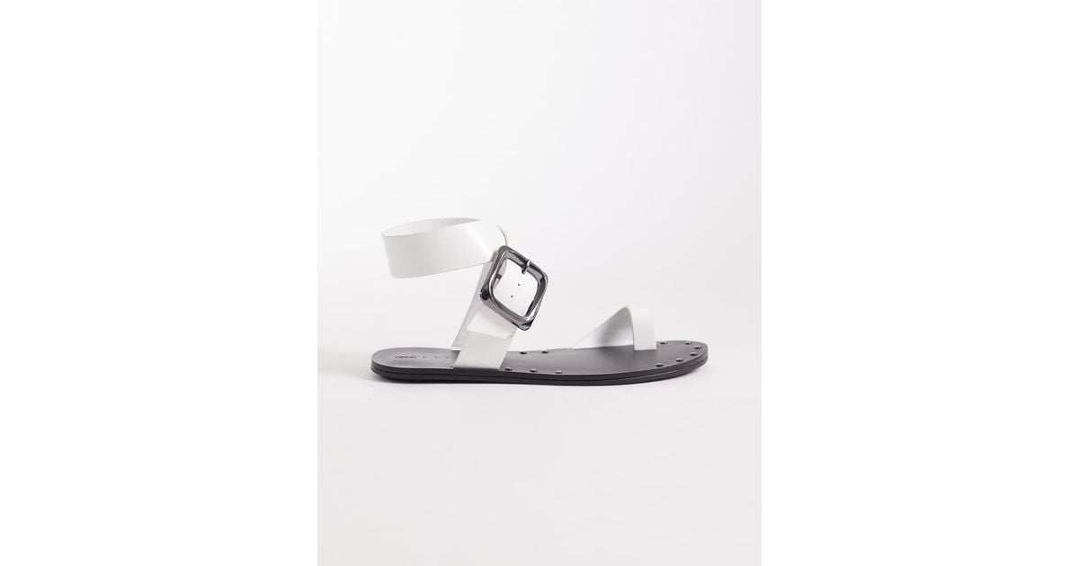 ASOS Freely Toe Loop Cross Strap Flat Sandals in White | Lyst UK