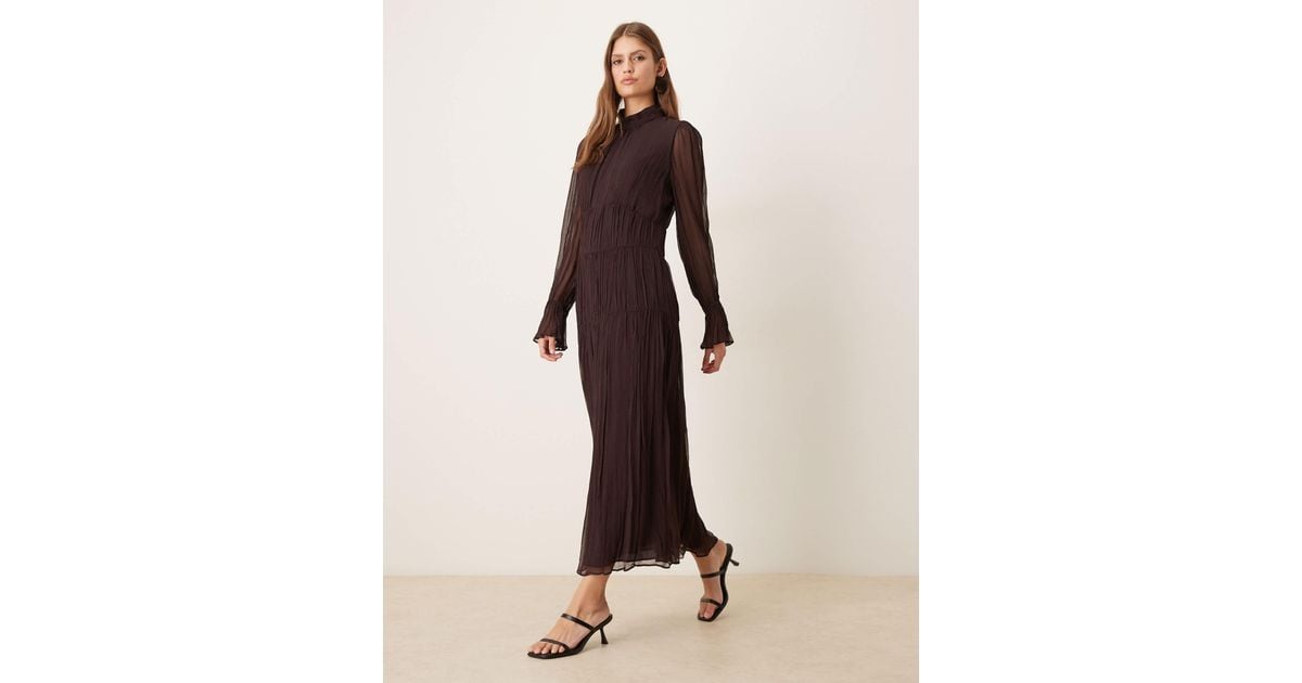 mango maxi dress in chiffon High Neck Long Sleeve Tiered Natural Womens dresses Size:S 6-8 Black White Dress Halara Women's U Neck Back Zip