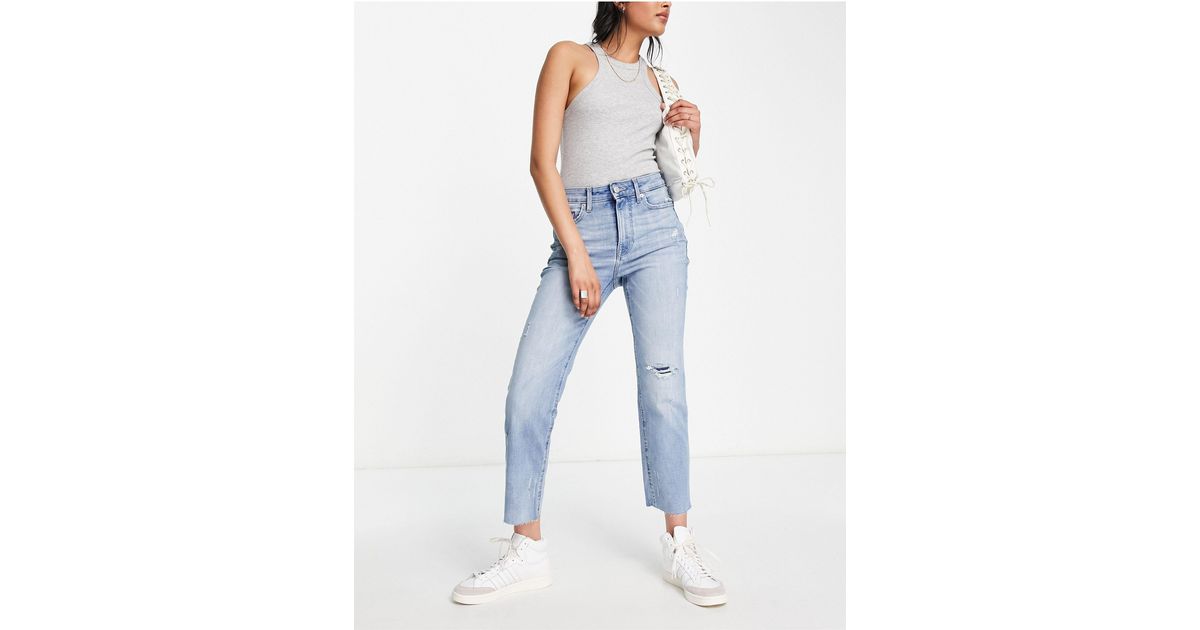 Tommy Hilfiger Denim Straight Crop Logo Jeans in Blue Lyst Canada