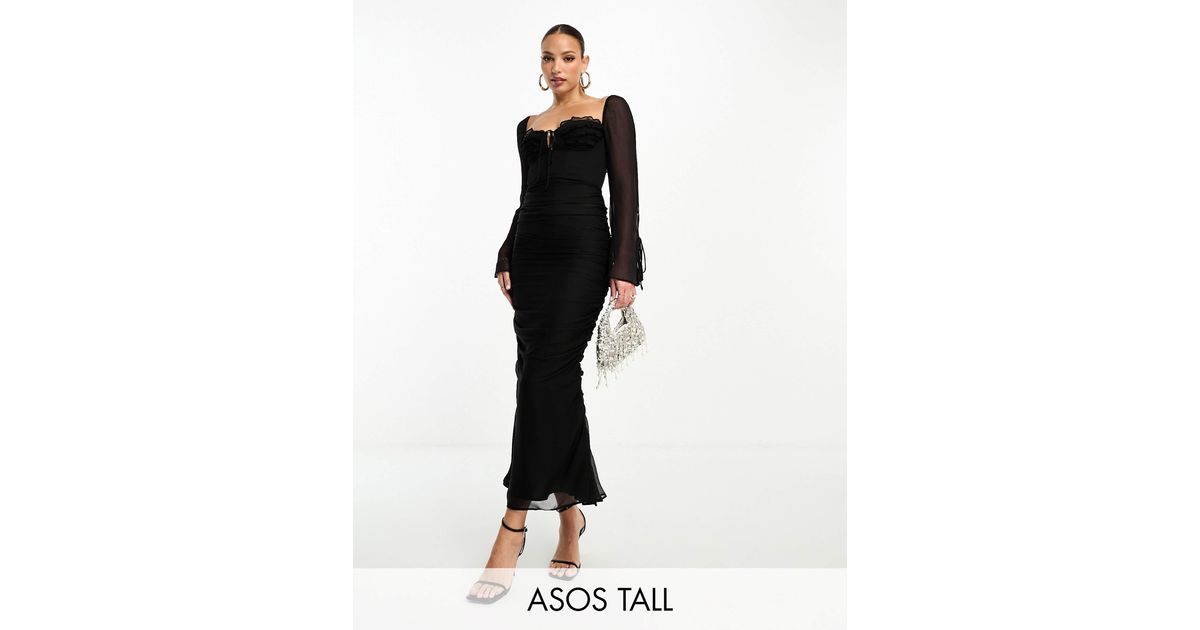 asos tall midi dress ASOS - Satin Knot Detail Cutout Midi Dress - Women - Polyester - 4 US