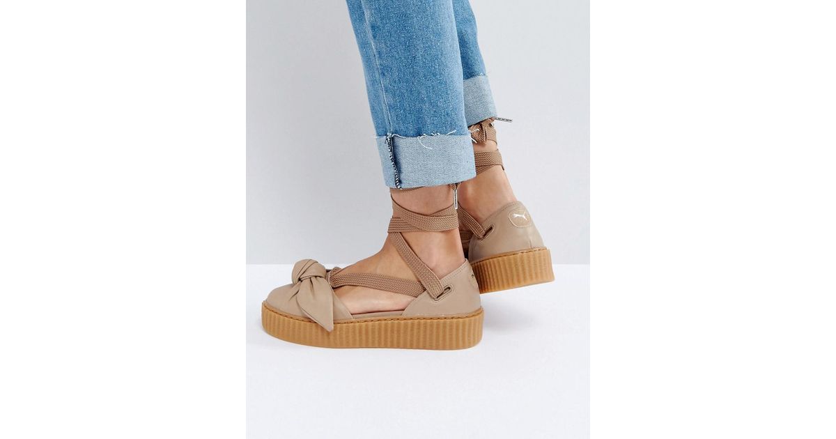 Puma X Fenty Bow Creeper Sole Sandal In Beige Natural Lyst Puma X Fenty Bow Creeper Sole Sandal In Beige Natural Lyst