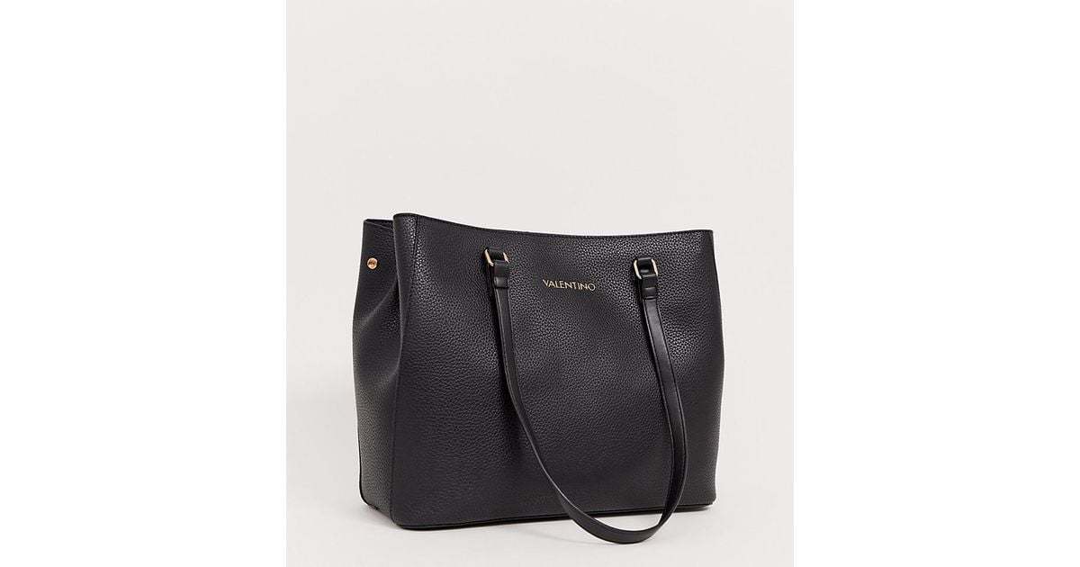 valentino by mario valentino tumbled black soft tote bag in black