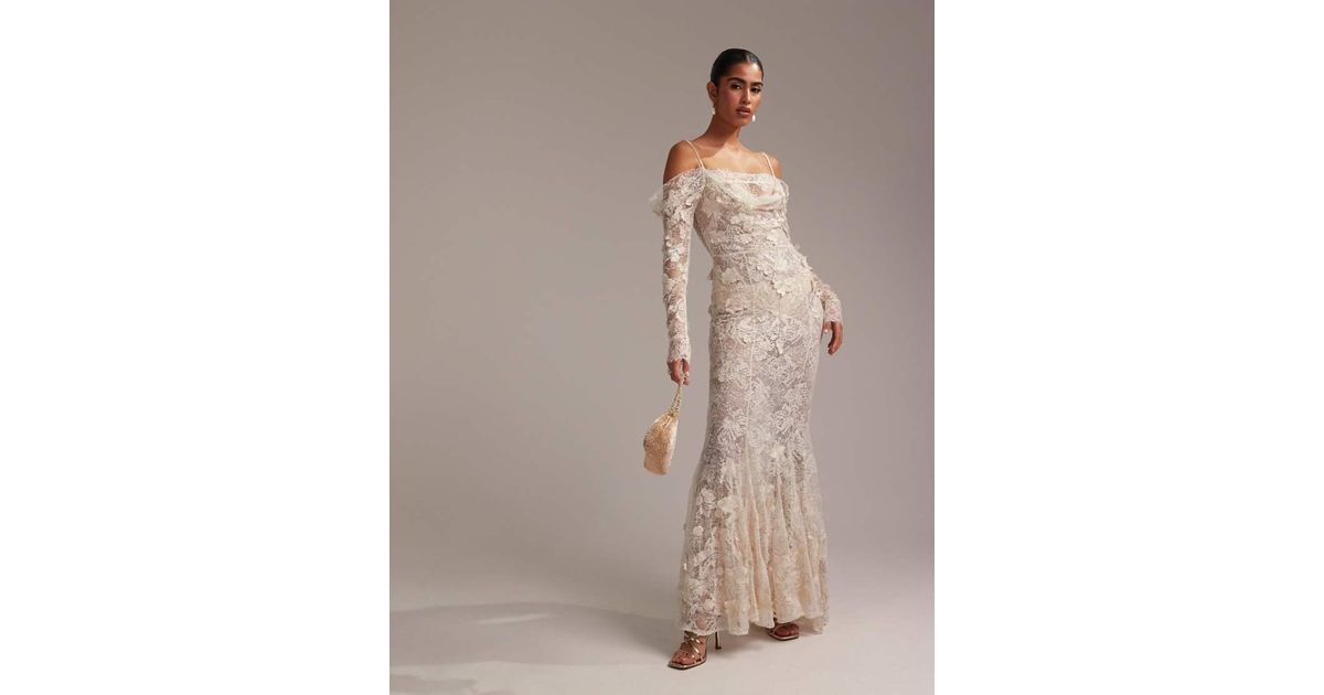 asos edition embroidered & embellished fishtail wedding dress ASOS Bridal, Embroidered & Beaded Flutter Sleeve dress New Wedding Dress  Save 42%