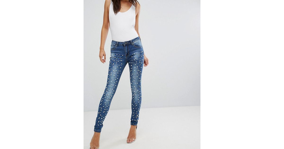 embellished pearl jeans