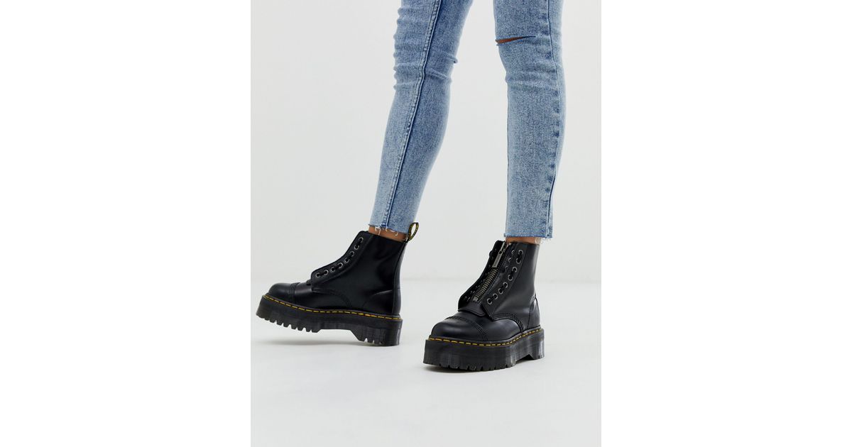 Botas con plataforma plana gruesa en cuero con cremallera sinclair Dr.  Martens de color Negro | Lyst