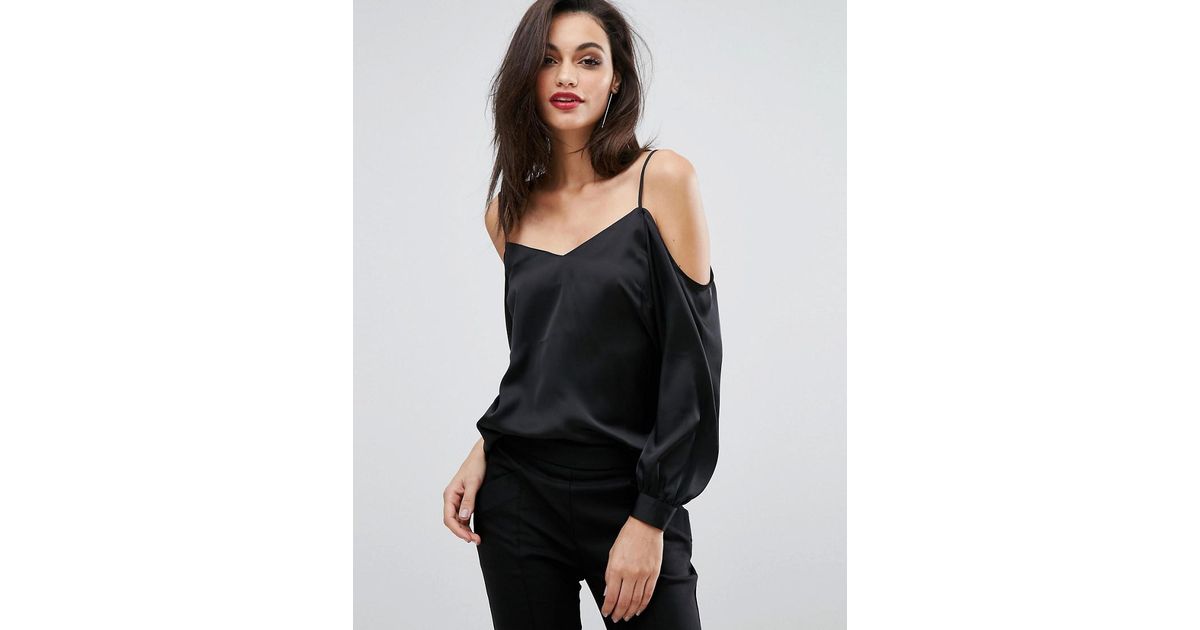 lipsy black cold shoulder top