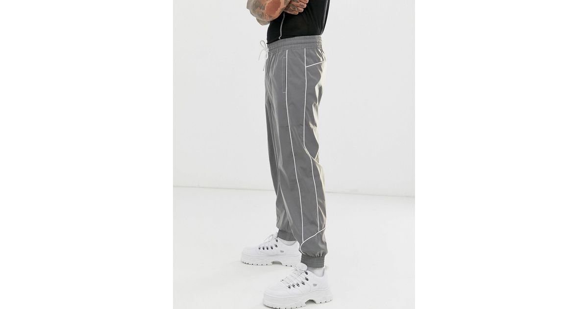 silver metallic sweatpants