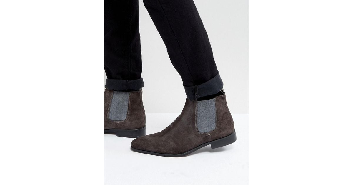 charcoal suede chelsea boots