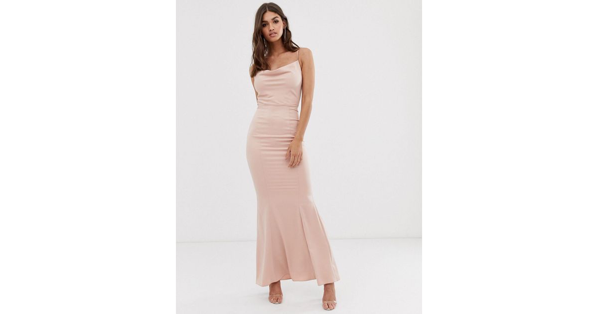 Lipsy Synthetic Cowl Neck Maxi Dress in Pink | Lyst