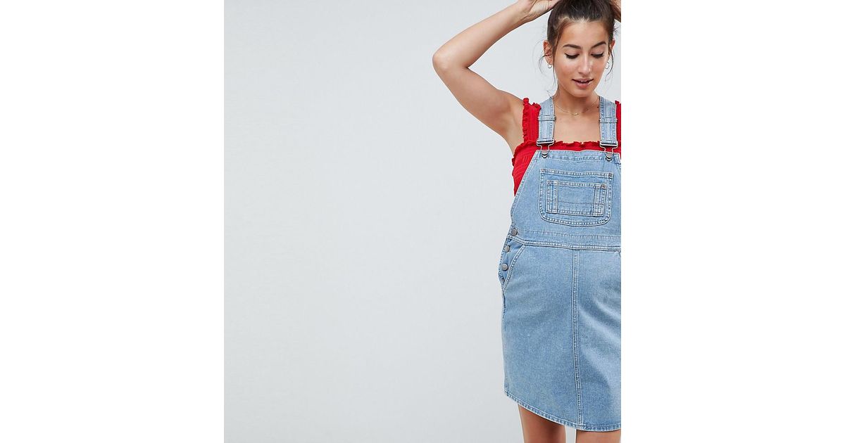 maternity denim overall dress
