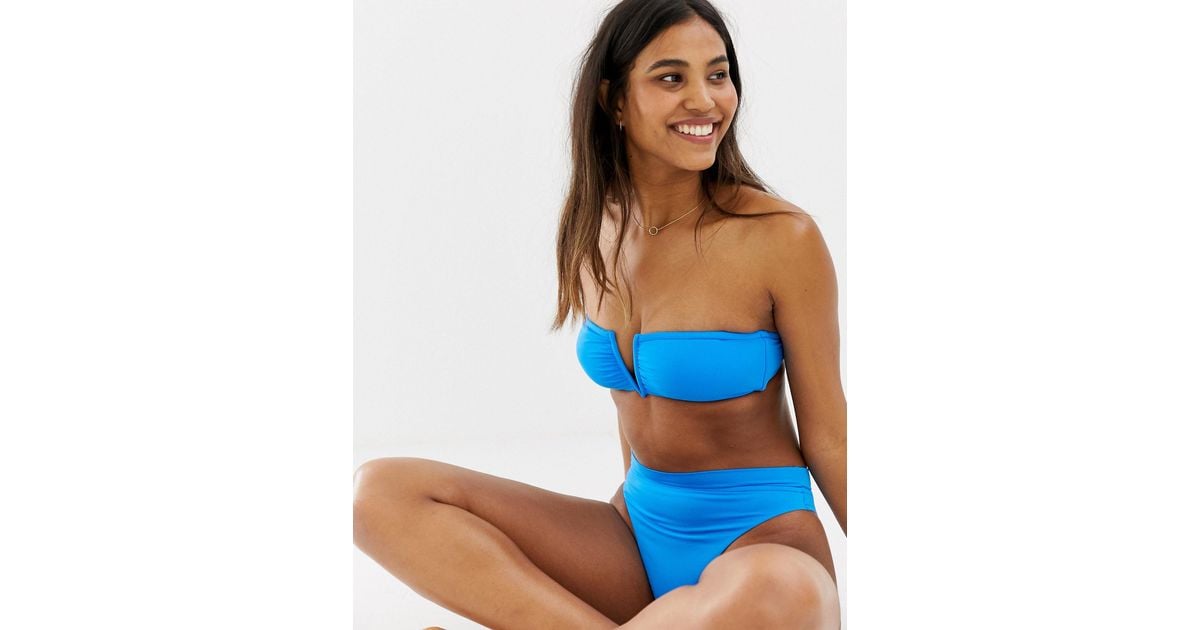 Seafolly Electric Blue V Wire Bandeau Bikini Top | Lyst