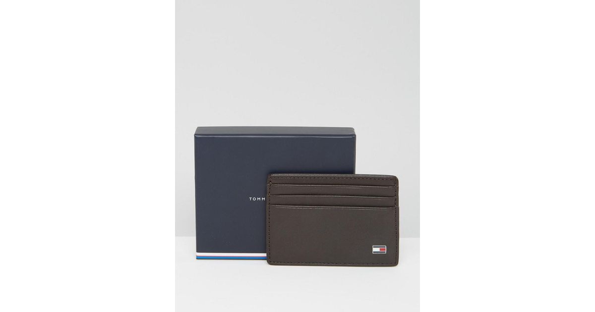 tommy hilfiger eton leather cardholder in black