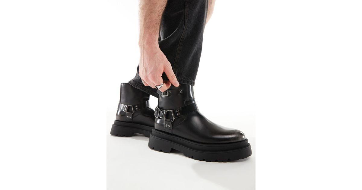 asos black biker boots