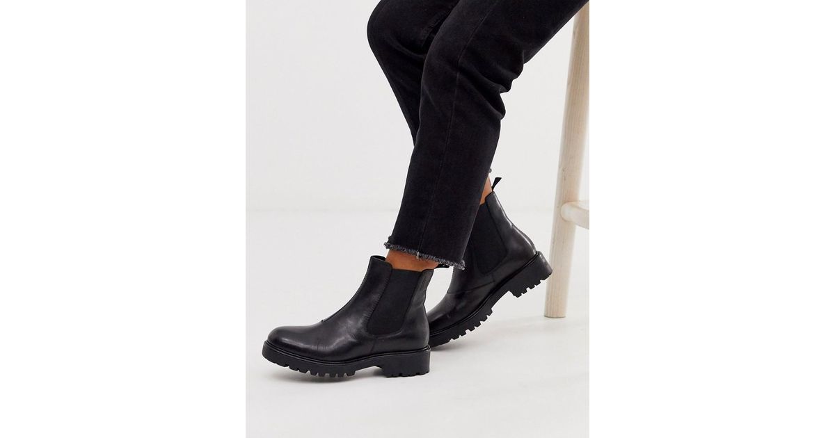 vagabond kenova black leather chunky chelsea boots