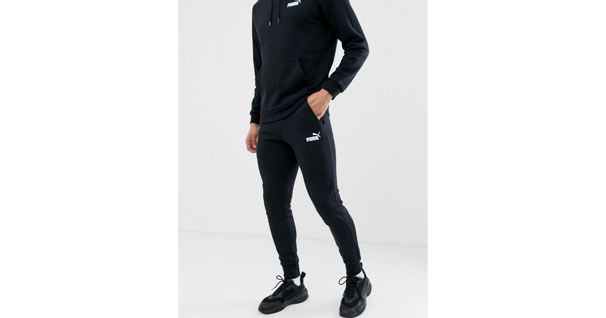 puma essentials slim fit joggers in black