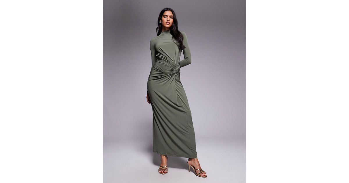 DASKA Exclusive High Neck Maxi Dress in Gray | Lyst