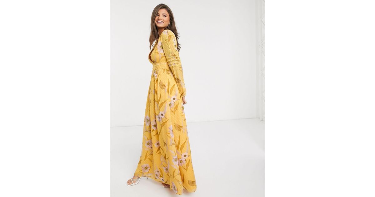 Ted Baker Yellow Kiala Floral Maxi Dress