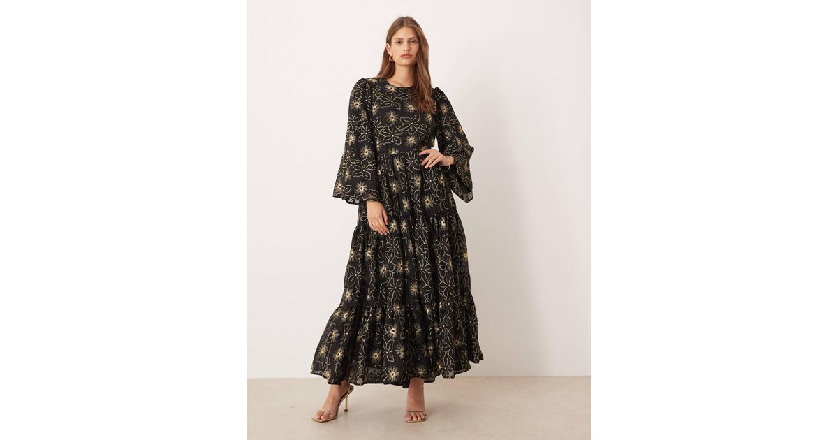 green emerald velvet dress Chloe LS Twill Dress w/ Floral Embroidery – TuesdaysChild.com main image 1