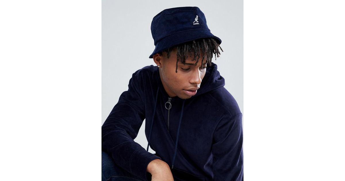 Kangol Denim Cord Bucket Hat In Navy in 