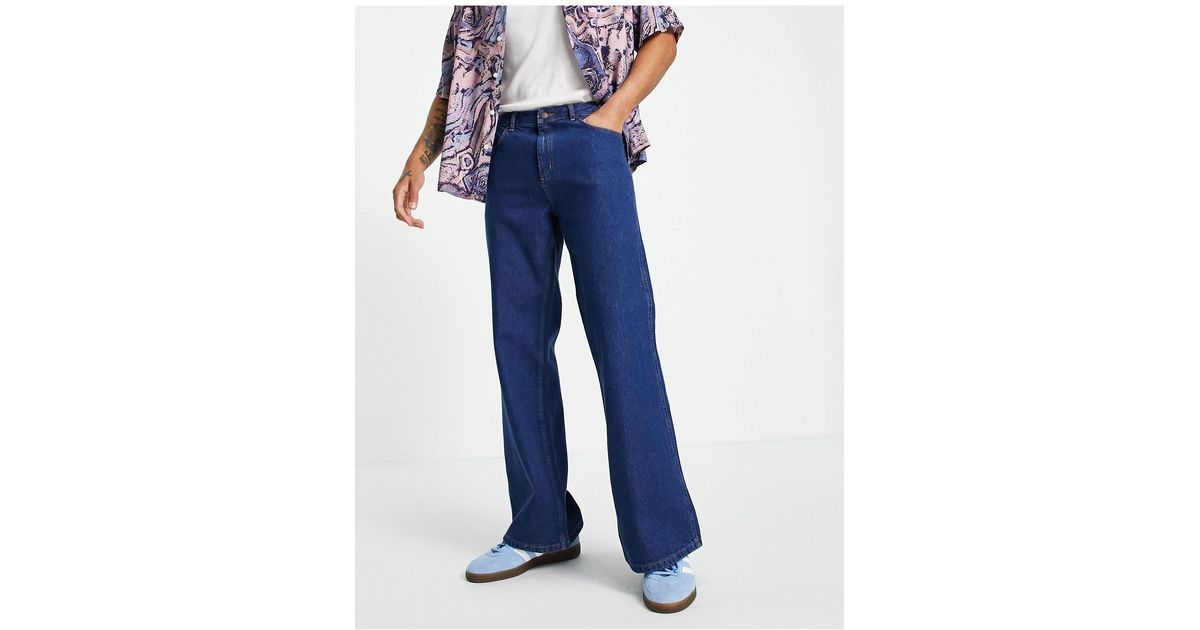 TOPMAN Denim Flared Jeans in Blue for 