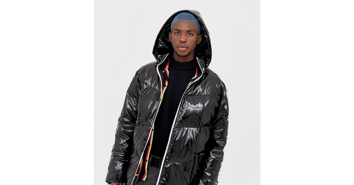 high shine black puffer jacket