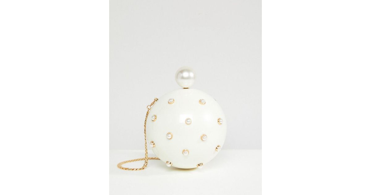 ASOS Pearl Sphere Clutch Bag in White