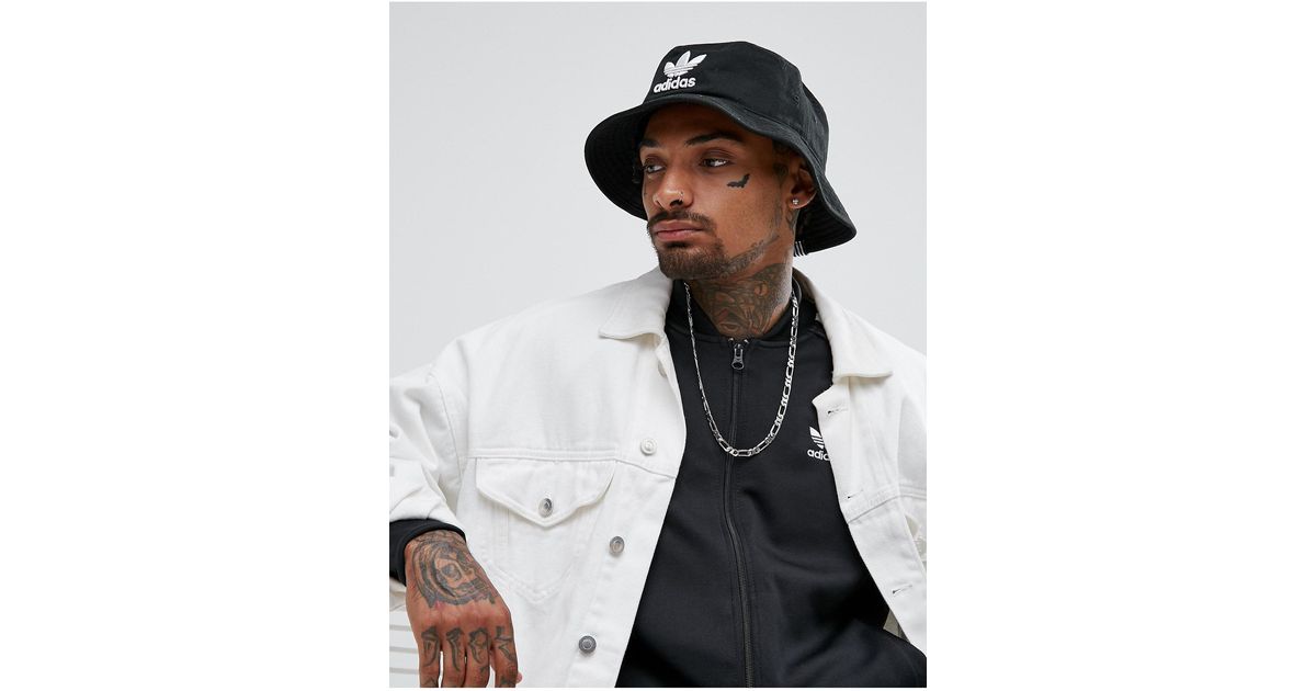 adidas originals trefoil bucket hat in black bk7345