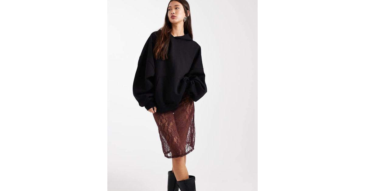 ASOS Sheer Lace Maxi Skirt in Black | Lyst UK