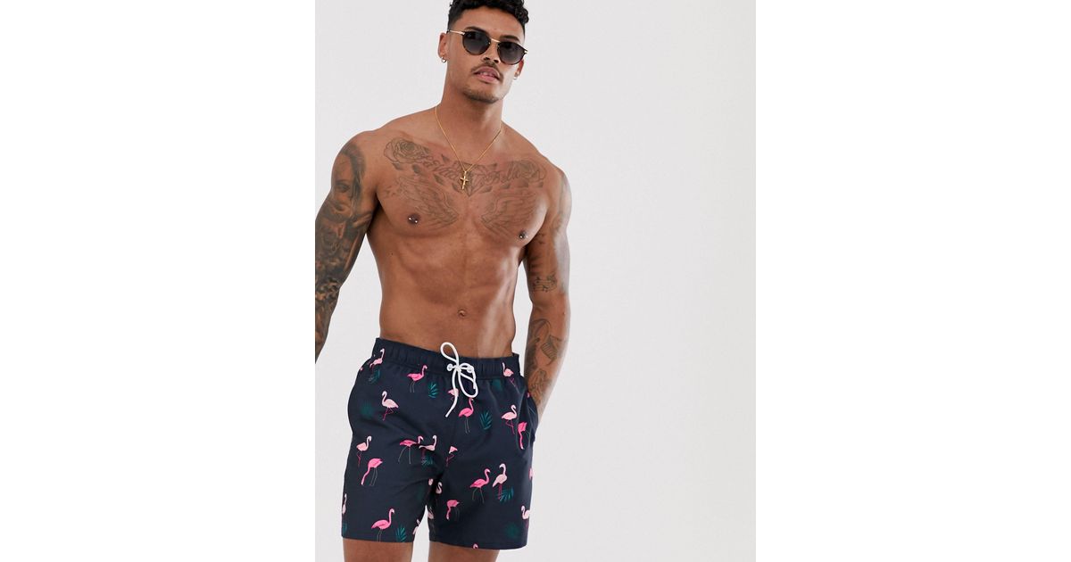 Rigid Guard - Pantaloncini da bagno blu navy con fenicotteri e logo da Uomo  di Hollister in Blu | Lyst