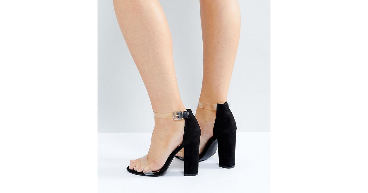 truffle collection wide fit clear heeled sandals