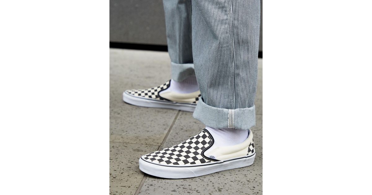 checkerboard slip on vans mens