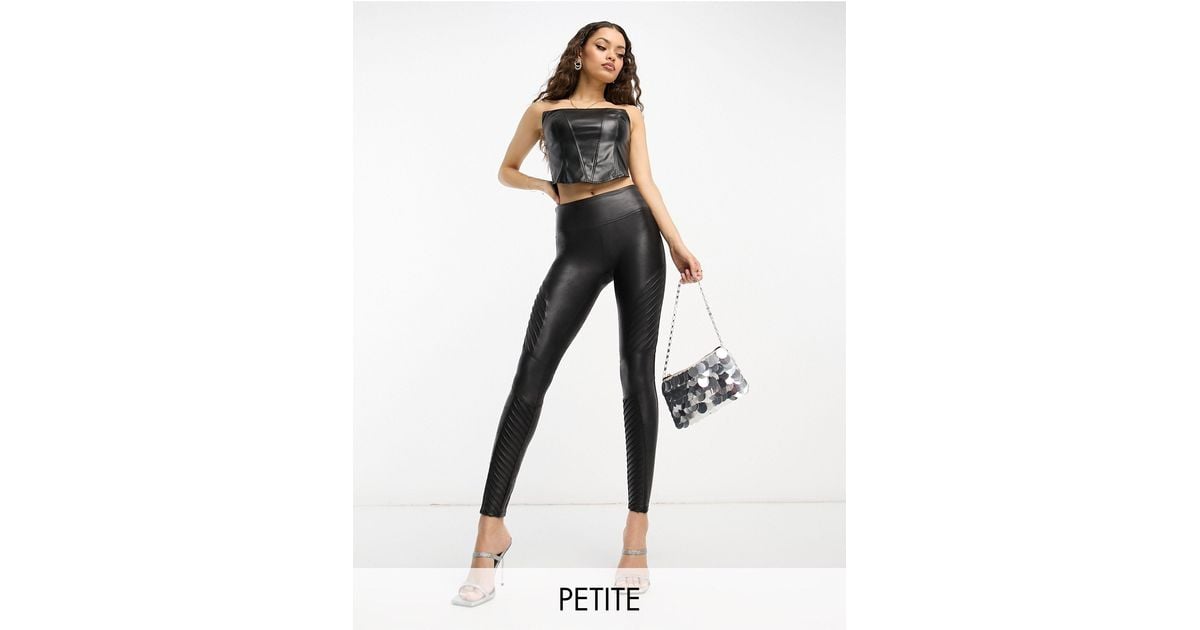 Spanx Petite Leather Look Biker legging With Contoured Power