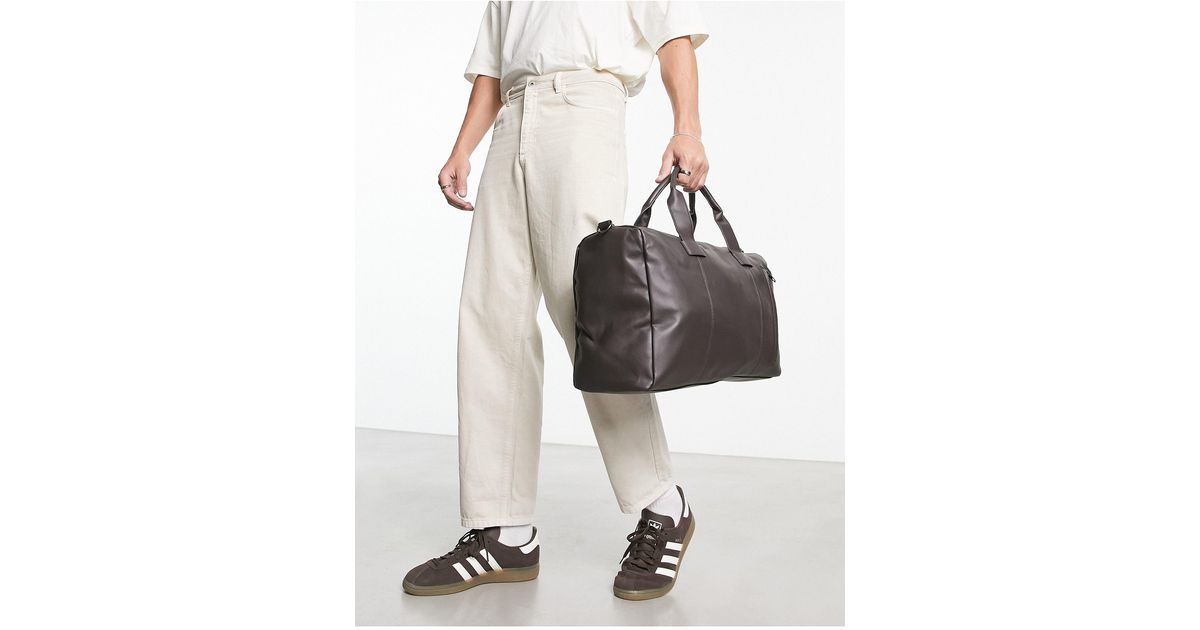 French Connection Faux Leather Weekend Carryall Bag in Brown for Men