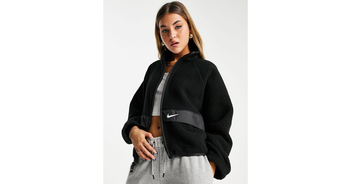 Nike Essential Sherpa Fullzip Jacket in Black Lyst