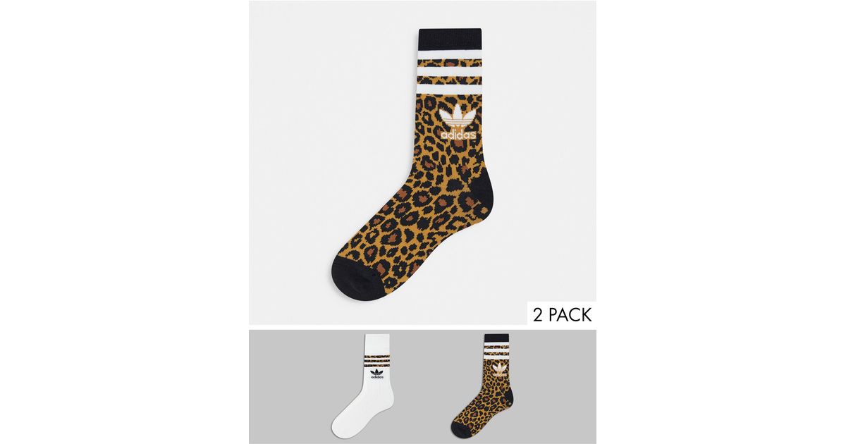 adidas Originals – 2er-pack socken mit logo und leopardenmuster | Lyst AT
