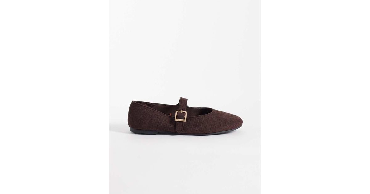 New Look Woven Mary Jane Ballet Flats in Brown | Lyst UK