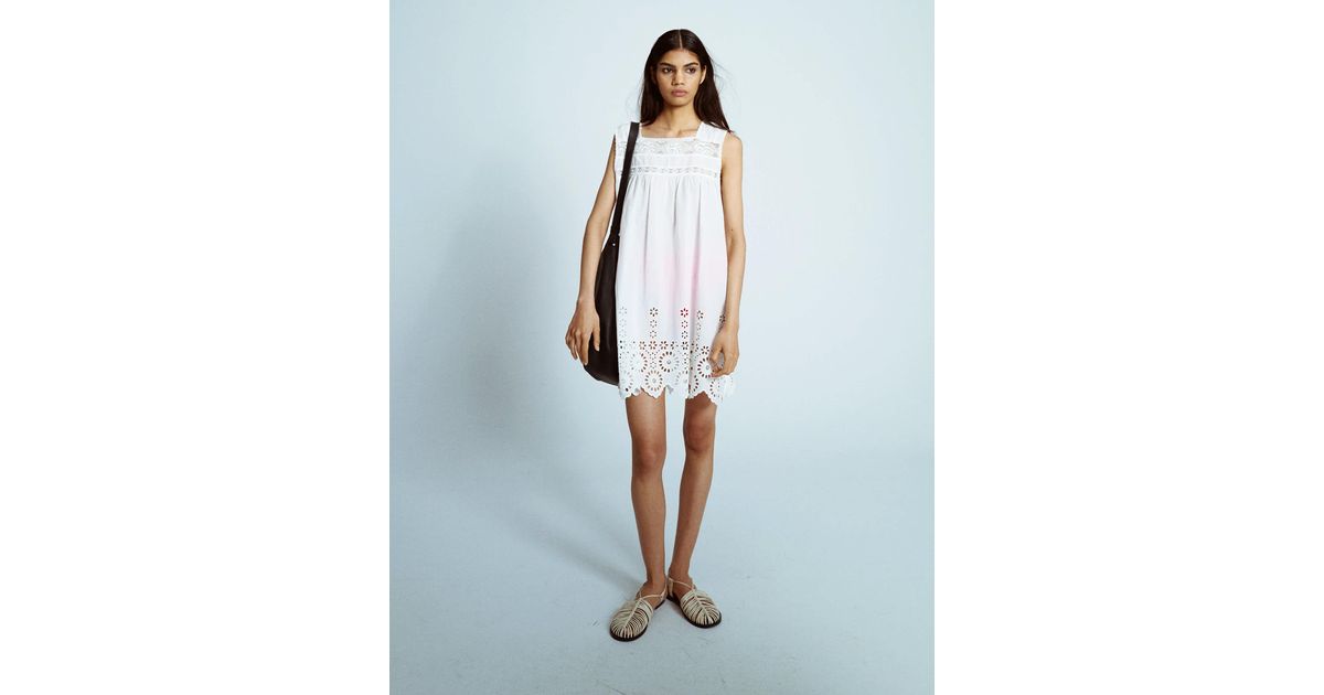 topshop embroidered mini dress - WHITE