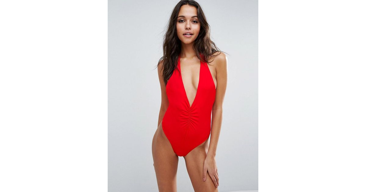asos red swimsuit