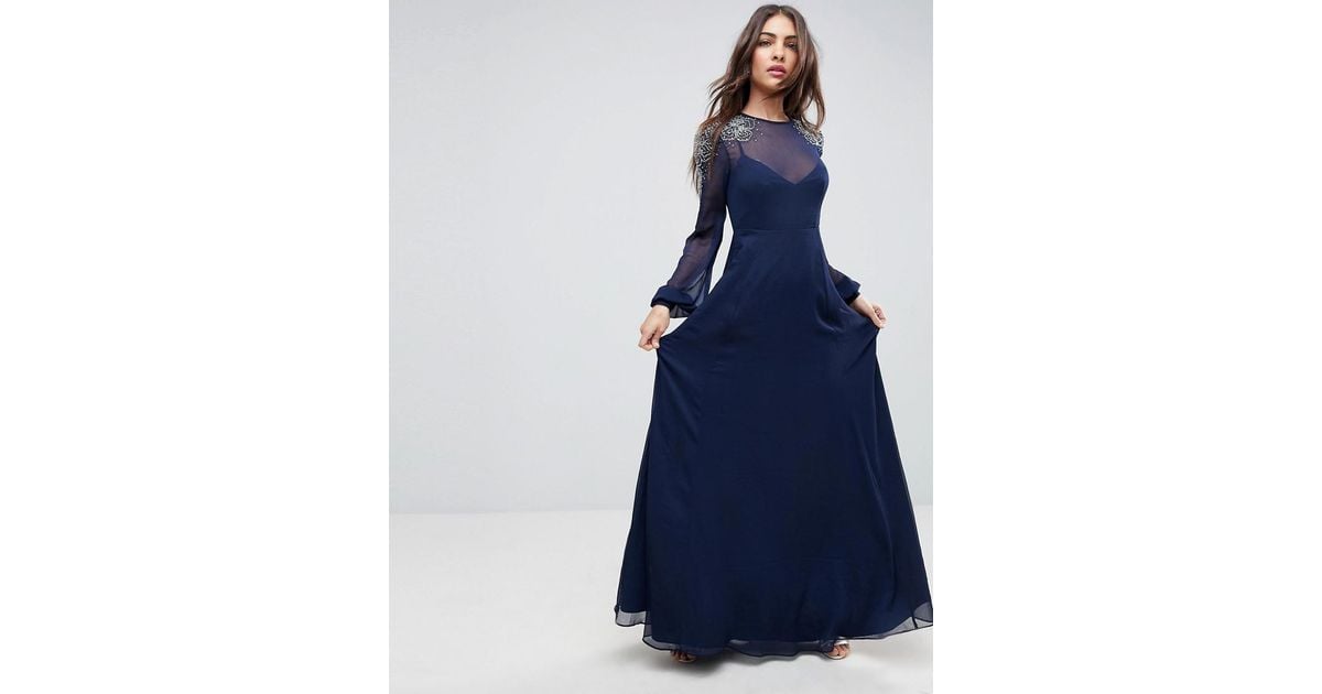 sheer sleeve maxi dress