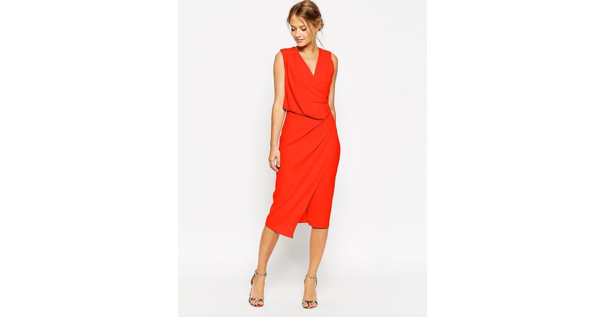 asos red midi dress