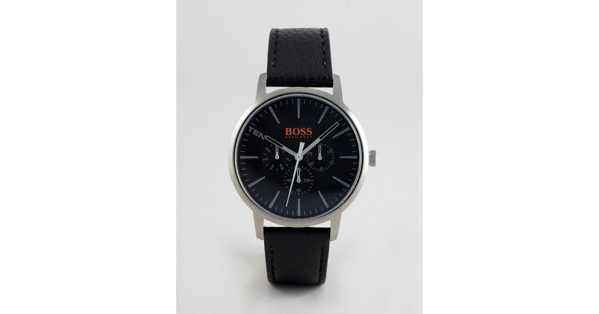 uddanne dialekt Natur BOSS by HUGO BOSS Orange 1550065 Copenhagen Leather Watch In Black 40mm for  Men - Lyst