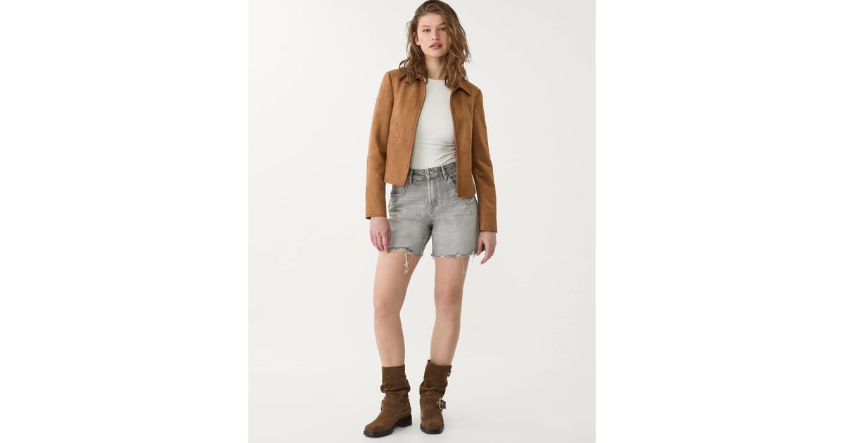 Stradivarius D93 Longline Denim Shorts in Natural Lyst UK