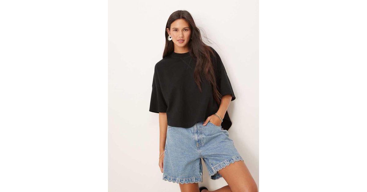 ASOS Curved Hem Boxy T-shirt in Black | Lyst UK