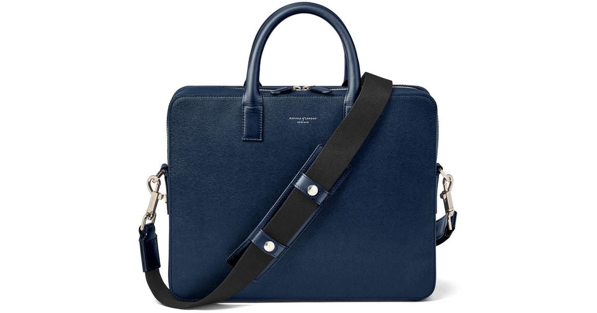 Aspinal of London Leather Large Mount Street Laptop Bag in Blue Lyst