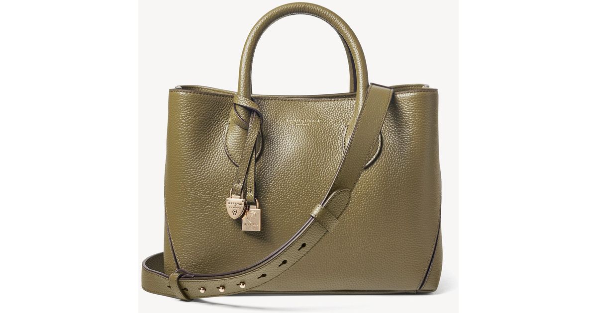 Aspinal of London Green Pebble Leather Midi Tote Bag | Lyst UK