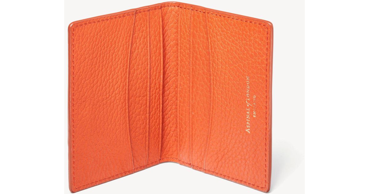 Aspinal of London Leather Double Fold Credit Card Holder in Orange ...