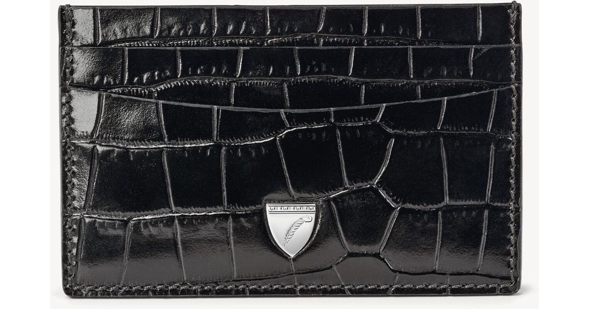 Aspinal of London Slim Credit Card Case in Black Croc Embossed Detail RRP £45. Aspinal of London Slim Credit Card Case in Black Croc Embossed Detail RRP £45.